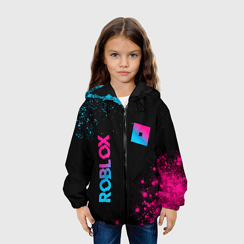 Детская куртка Roblox - neon gradient: надпись, символ / 3D-Черный – фото 3