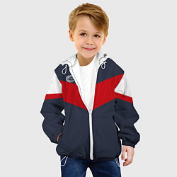 Куртка с капюшоном детская FIRM темно-синий с красной полосой, цвет: 3D-белый — фото 2