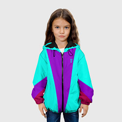 Куртка с капюшоном детская FIRM ярко-бирюзовая, цвет: 3D-черный — фото 2