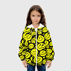 Куртка с капюшоном детская Кислотный желтый смайлик, цвет: 3D-белый — фото 2