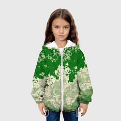 Куртка с капюшоном детская Абстракция в зелёных тонах, цвет: 3D-белый — фото 2
