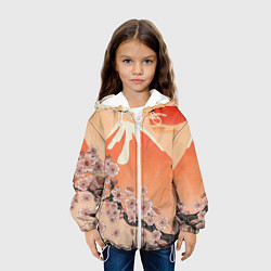 Куртка с капюшоном детская Ветка цветущей сакуры и вулкан, цвет: 3D-белый — фото 2