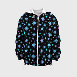 Куртка с капюшоном детская Зимние цветные звезды, цвет: 3D-белый