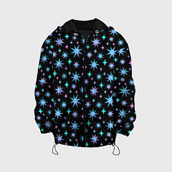 Куртка с капюшоном детская Зимние цветные звезды, цвет: 3D-черный