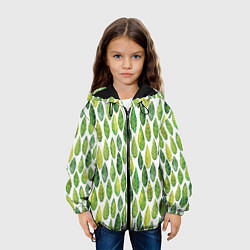 Куртка с капюшоном детская Акварельные листья, цвет: 3D-черный — фото 2