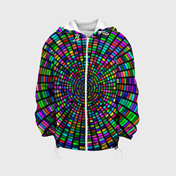 Куртка с капюшоном детская Цветная спираль - оптическая иллюзия, цвет: 3D-белый