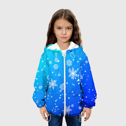 Детская куртка Снежинки на голубом фоне / 3D-Белый – фото 3