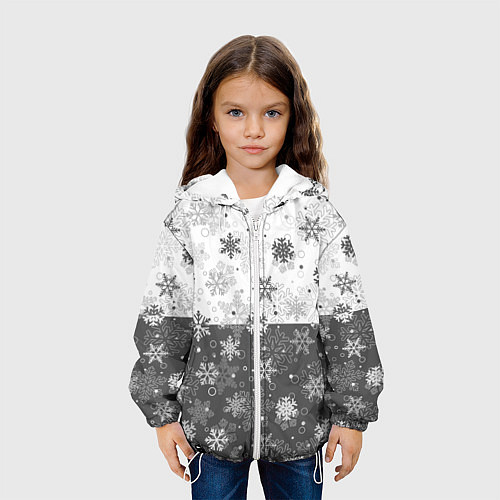 Детская куртка Снежинки ч-б / 3D-Белый – фото 3
