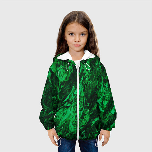 Детская куртка Зелёные краски во тьме / 3D-Белый – фото 3