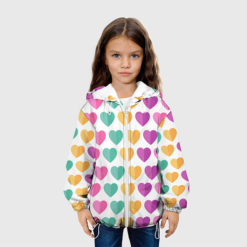 Детская куртка Яркие сердечки / 3D-Белый – фото 3