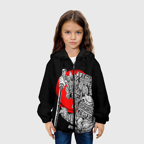 Детская куртка Самурай с мечом на черном фоне / 3D-Черный – фото 3