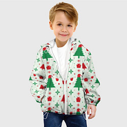 Куртка с капюшоном детская Праздничные ёлочки, цвет: 3D-белый — фото 2