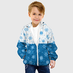 Куртка с капюшоном детская Снежинки день - ночь, цвет: 3D-белый — фото 2