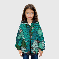 Куртка с капюшоном детская Ежи в еловом лесу, цвет: 3D-черный — фото 2