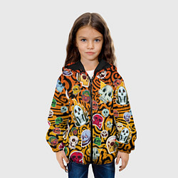 Куртка с капюшоном детская Черепа на фоне узорчика, цвет: 3D-черный — фото 2
