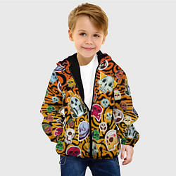 Куртка с капюшоном детская Черепа на фоне узорчика, цвет: 3D-черный — фото 2