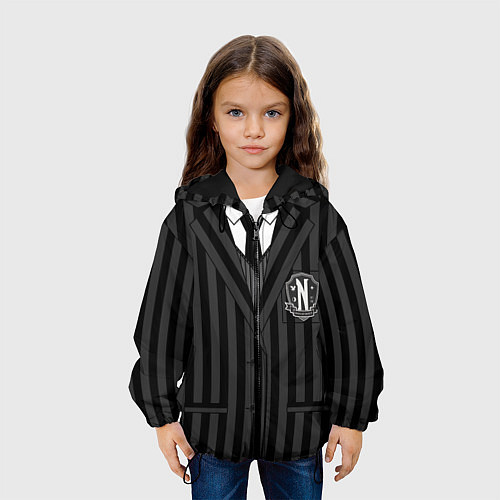 Детская куртка Ученик академии Невермор ЧБ: униформа / 3D-Черный – фото 3