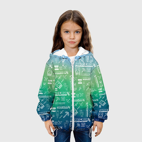 Детская куртка Майнкрафт символы на потертом фоне / 3D-Белый – фото 3