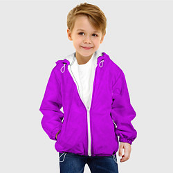 Куртка с капюшоном детская Неоновый розово-сиреневый текстурированный, цвет: 3D-белый — фото 2