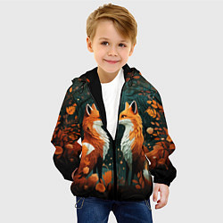 Куртка с капюшоном детская Две лисоньки в стиле Folk Art, цвет: 3D-черный — фото 2