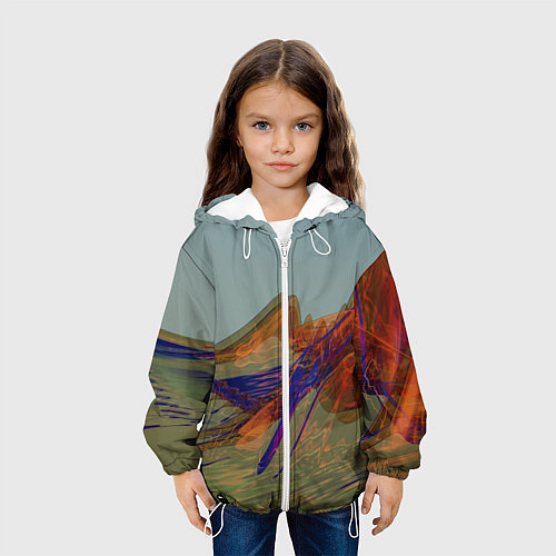 Детская куртка Волнообразные разноцветные музыкальные линии / 3D-Белый – фото 3