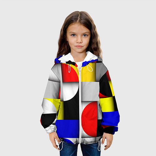 Детская куртка Оптическая иллюзия из кругов, прямоугольников и фи / 3D-Белый – фото 3