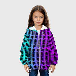 Куртка с капюшоном детская Неоновая клетка, цвет: 3D-белый — фото 2