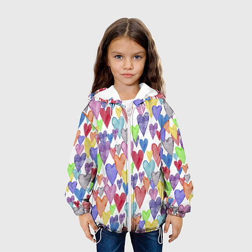 Детская куртка Разноцветные сердечки Калейдоскоп / 3D-Белый – фото 3