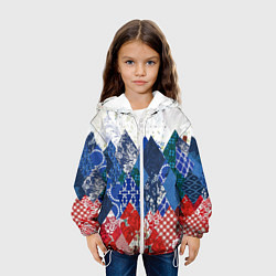 Куртка с капюшоном детская Флаг России в стиле пэчворк, цвет: 3D-белый — фото 2