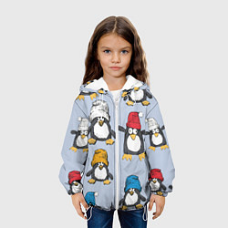 Куртка с капюшоном детская Смешные пингвины, цвет: 3D-белый — фото 2