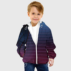 Куртка с капюшоном детская Абсрактная лестничная тёмно-синяя текстура, цвет: 3D-белый — фото 2