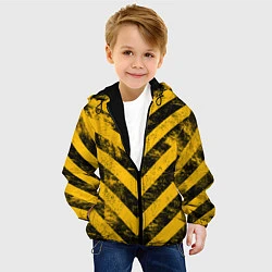 Куртка с капюшоном детская WARNING - желто-черные полосы, цвет: 3D-черный — фото 2