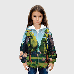 Куртка с капюшоном детская Воксельный лес, цвет: 3D-белый — фото 2