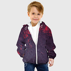 Куртка с капюшоном детская Наскальная чёрная текстура с красными брызгами, цвет: 3D-белый — фото 2