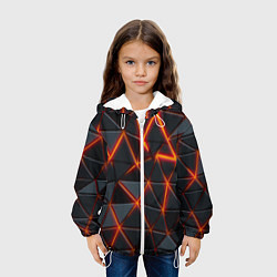 Куртка с капюшоном детская Треугольники и неон, цвет: 3D-белый — фото 2