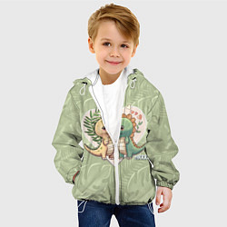 Куртка с капюшоном детская Мистер Влюбленный динозавр, цвет: 3D-белый — фото 2