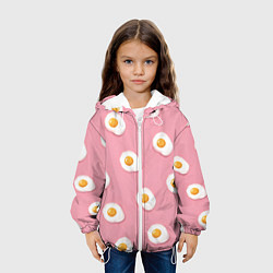 Куртка с капюшоном детская Яичница на розовом фоне, цвет: 3D-белый — фото 2