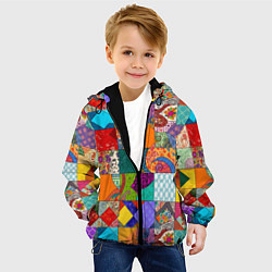 Куртка с капюшоном детская Разноцветные лоскуты, цвет: 3D-черный — фото 2