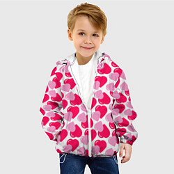 Куртка с капюшоном детская Двойные сердечки - паттерн, цвет: 3D-белый — фото 2