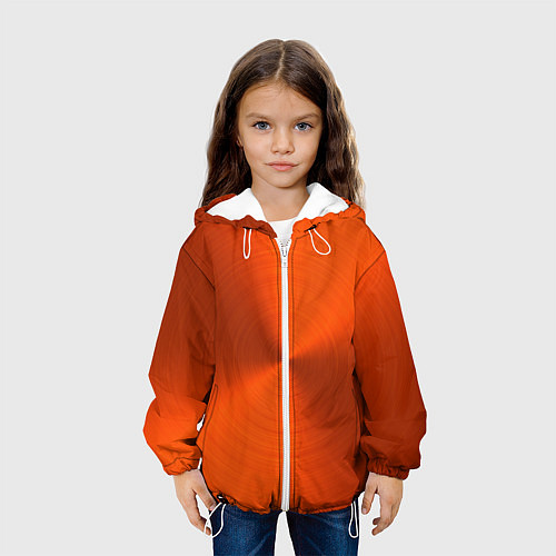 Детская куртка Оранжевый волнообразный дисковый узор / 3D-Белый – фото 3