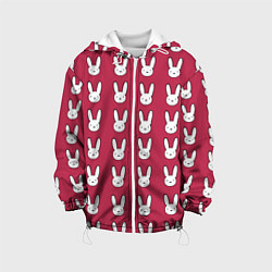 Куртка с капюшоном детская Bunny Pattern red, цвет: 3D-белый