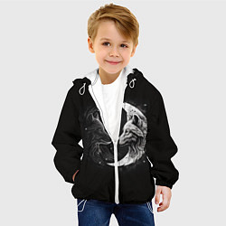 Куртка с капюшоном детская Волки инь-янь луна, цвет: 3D-белый — фото 2