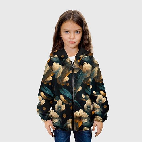 Детская куртка Узор цветочный паттерн / 3D-Черный – фото 3