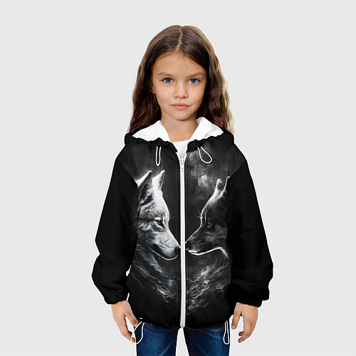 Детская куртка Пара волков - белый и черный / 3D-Белый – фото 3