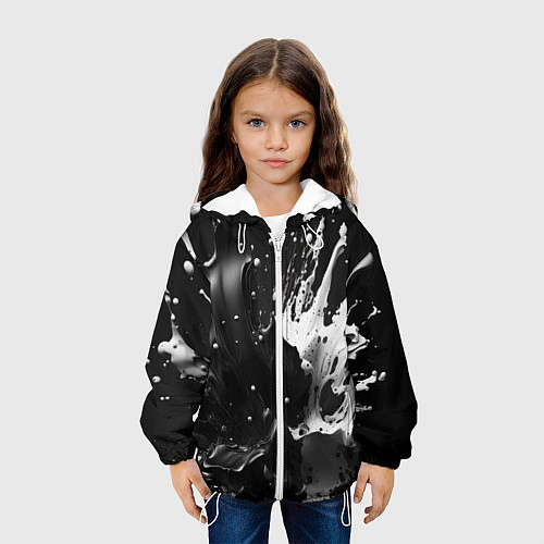 Детская куртка Брызги красок - белая и черная / 3D-Белый – фото 3