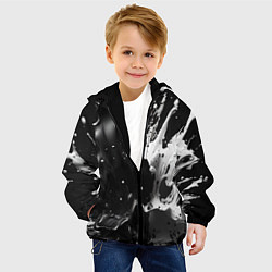 Куртка с капюшоном детская Брызги красок - белая и черная, цвет: 3D-черный — фото 2