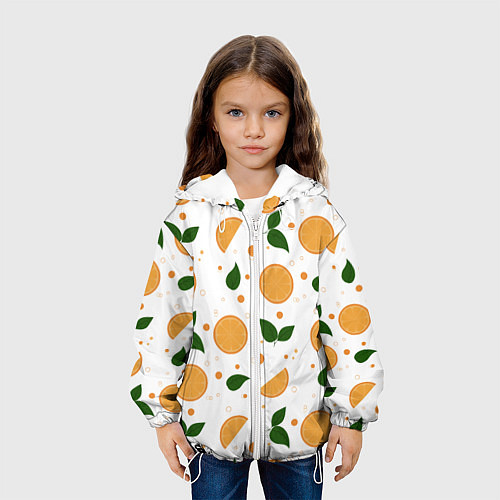 Детская куртка Апельсины с листьями / 3D-Белый – фото 3