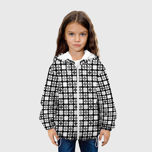 Детская куртка Черно-белый геометрический мелкий узор / 3D-Белый – фото 3
