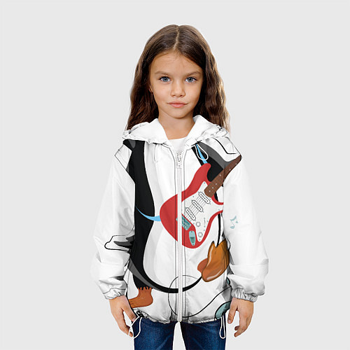 Детская куртка Пингвин- гитарист / 3D-Белый – фото 3