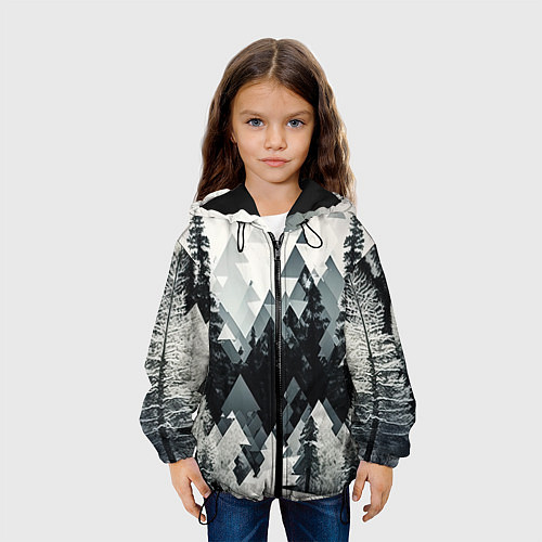 Детская куртка Абстракция зимнего леса / 3D-Черный – фото 3